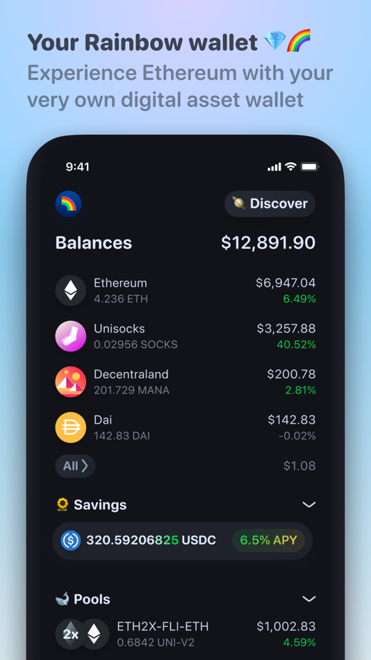 screenshot of Rainbow Wallet